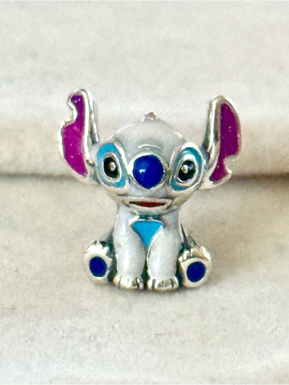 sparkling white Enamel Stitch charm fit Pandora bracelets